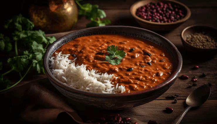 Rajma Chawal Mix Fry half plate fresh Indian meal from Madan Vaishno Dhaba