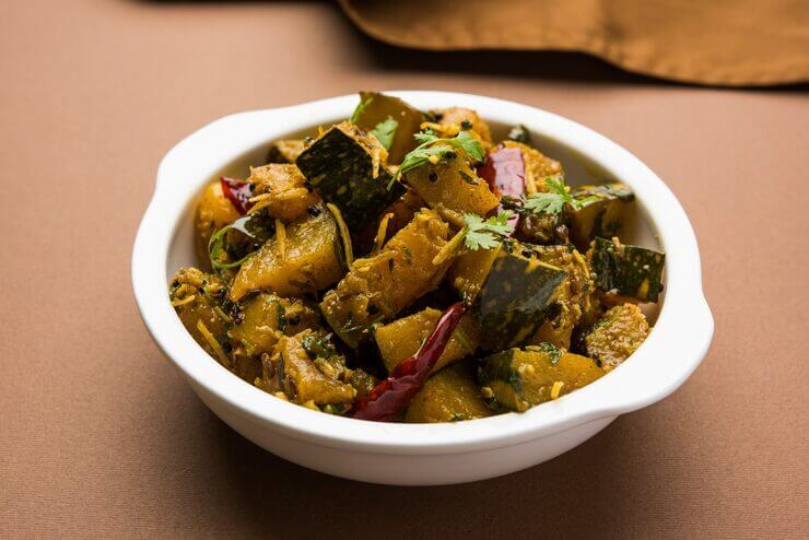 Pumpkin sabzi kaddu ki sabzi served fresh from Madan Vaishno Dhaba